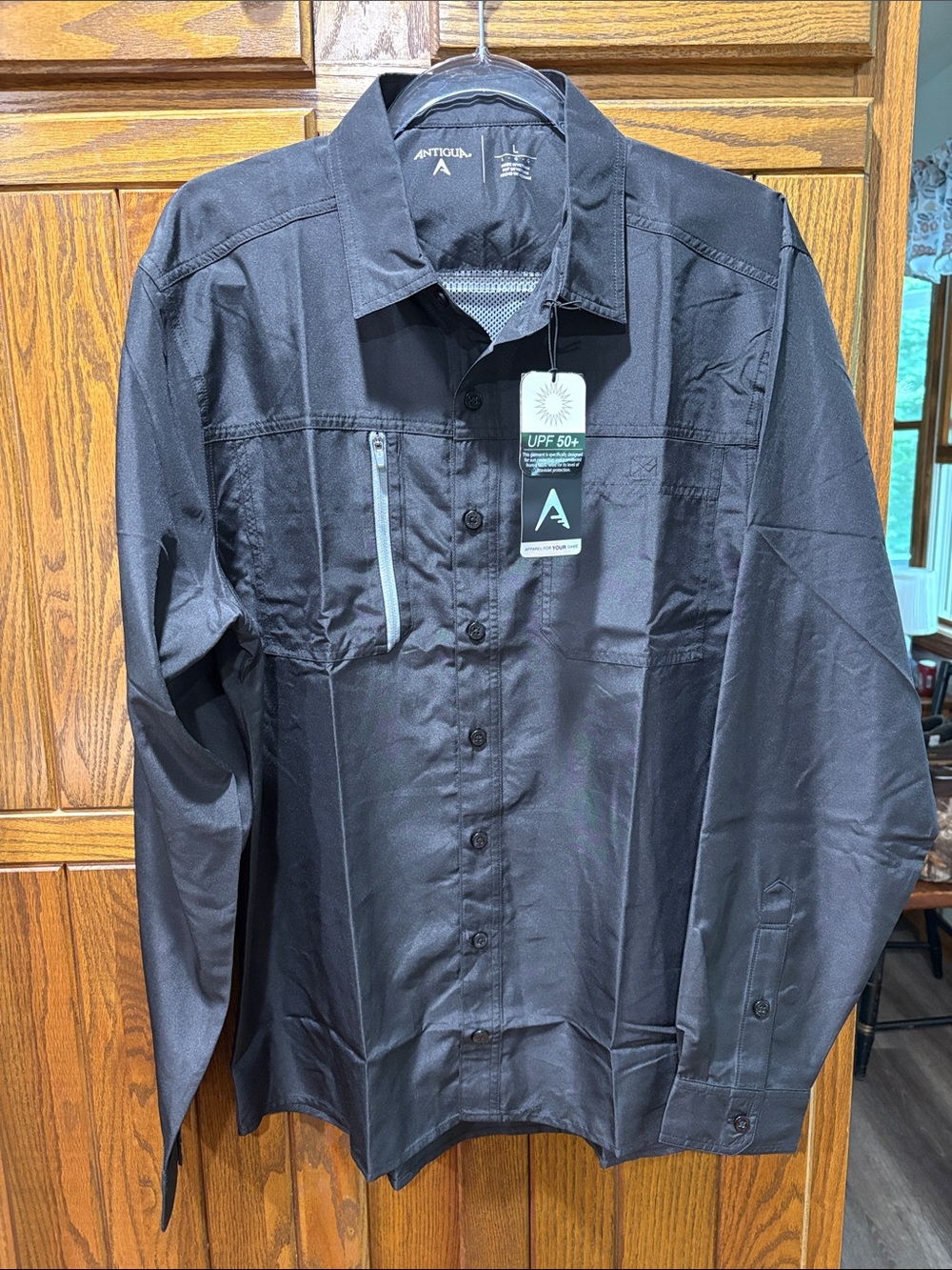 Antigua Tactical Men's Long Sleeve Button-Up Shirt with UPF 50